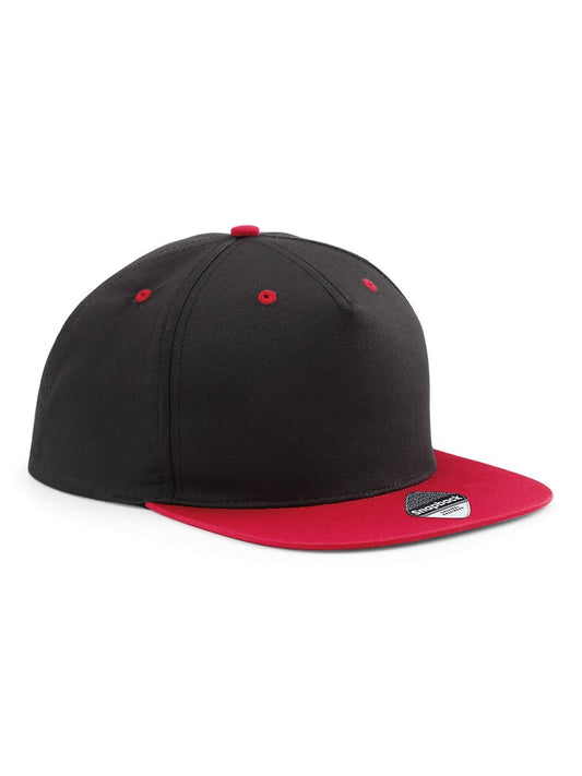 Baseball Caps 5 Panel Contrast Snapback Schwarz/classic Rot bestickbar und bedruckbar – LA1970
