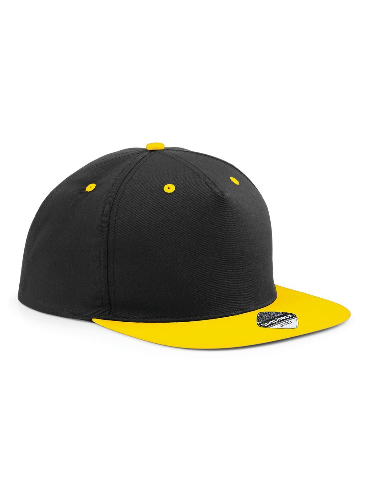 Baseball Caps 5 Panel Contrast Snapback Schwarz/yellow bestickbar und bedruckbar – LA1970