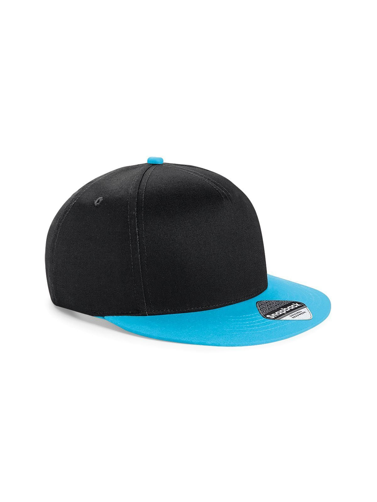 Baseball Caps Youth Size Snapback Schwarz/surf blue bestickbar und bedruckbar – LA1970