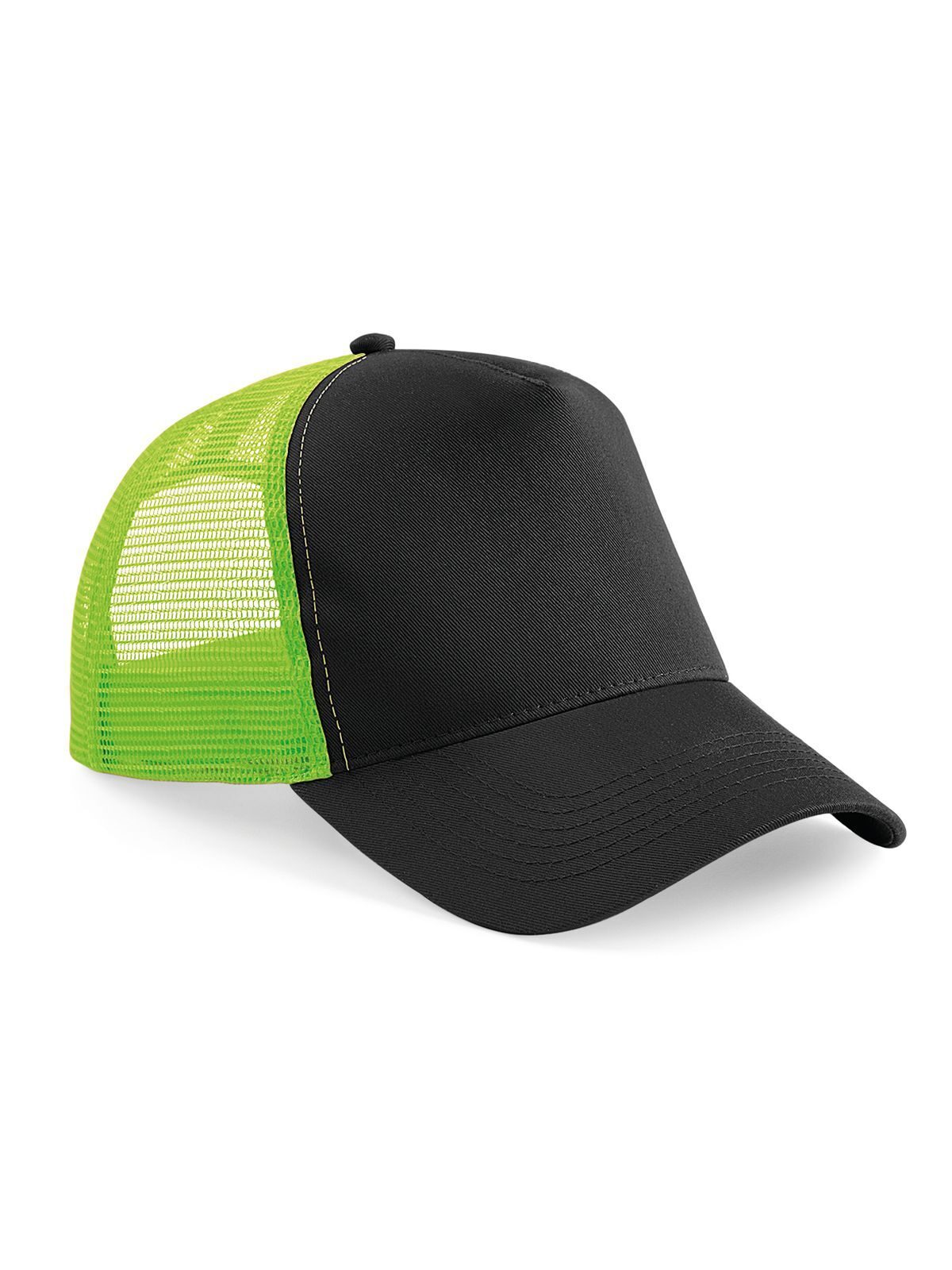 Trucker Caps Snapback Trucker Schwarz/lime green bestickbar und bedruckbar – LA1970