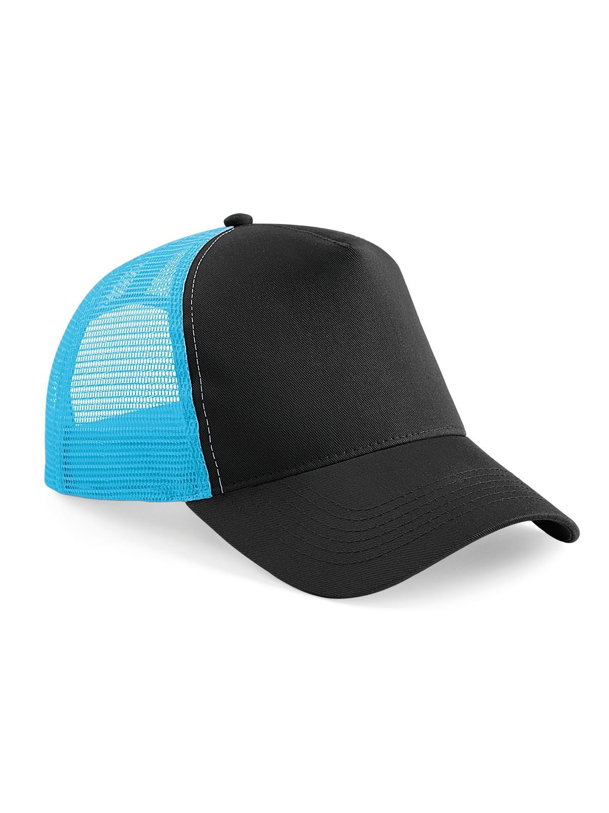 Trucker Caps Snapback Trucker Schwarz/surf blue bestickbar und bedruckbar – LA1970