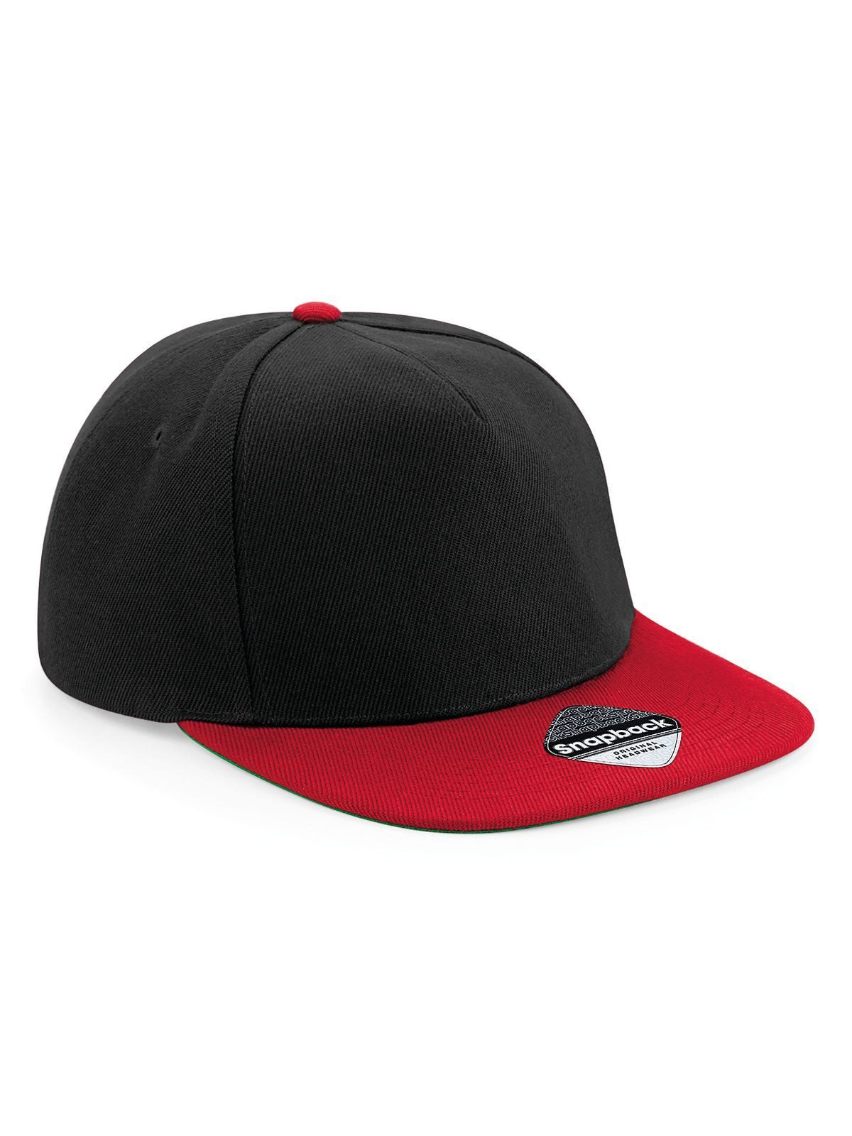 Baseball Caps Original Flat Peak Snapback Schwarz/classic Rot bestickbar und bedruckbar – LA1970