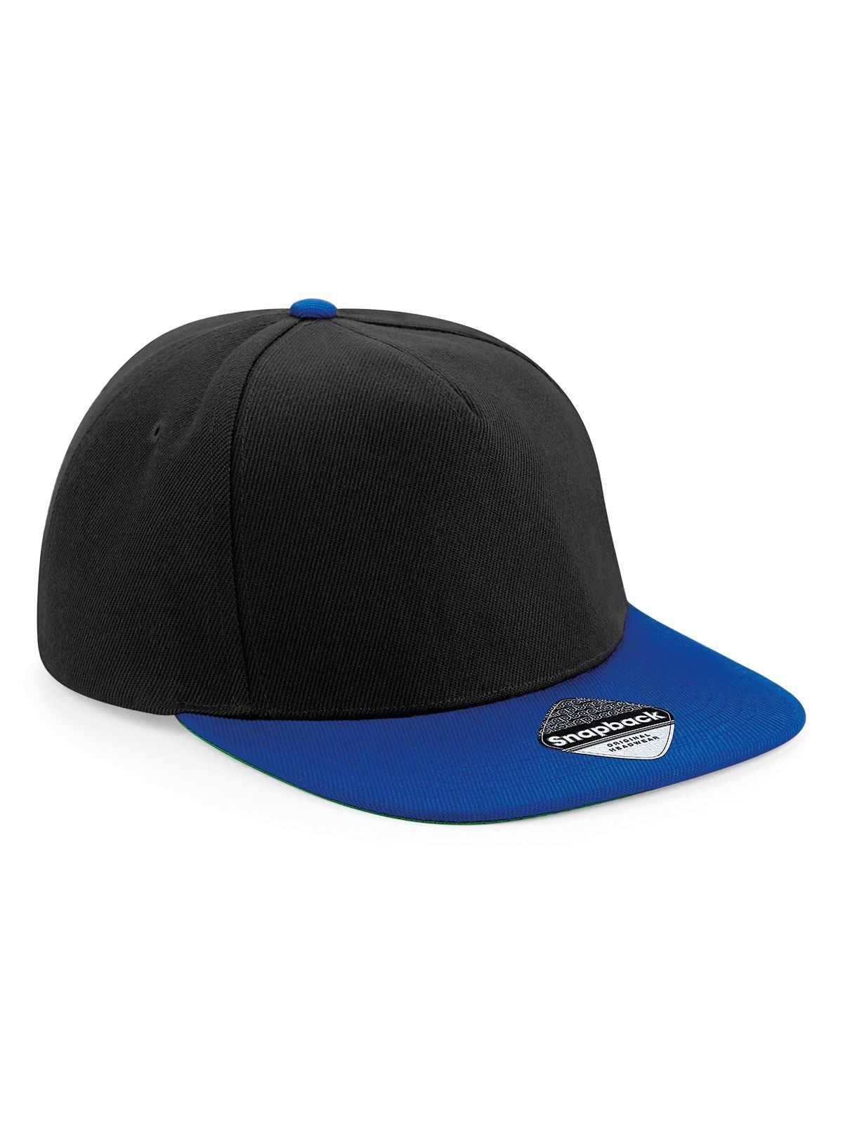 Baseball Caps Original Flat Peak Snapback Schwarz/bright Royalblaublau bestickbar und bedruckbar – LA1970