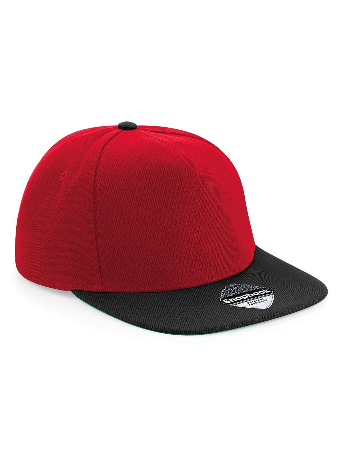 Baseball Caps Original Flat Peak Snapback classic Rot/Schwarz bestickbar und bedruckbar – LA1970
