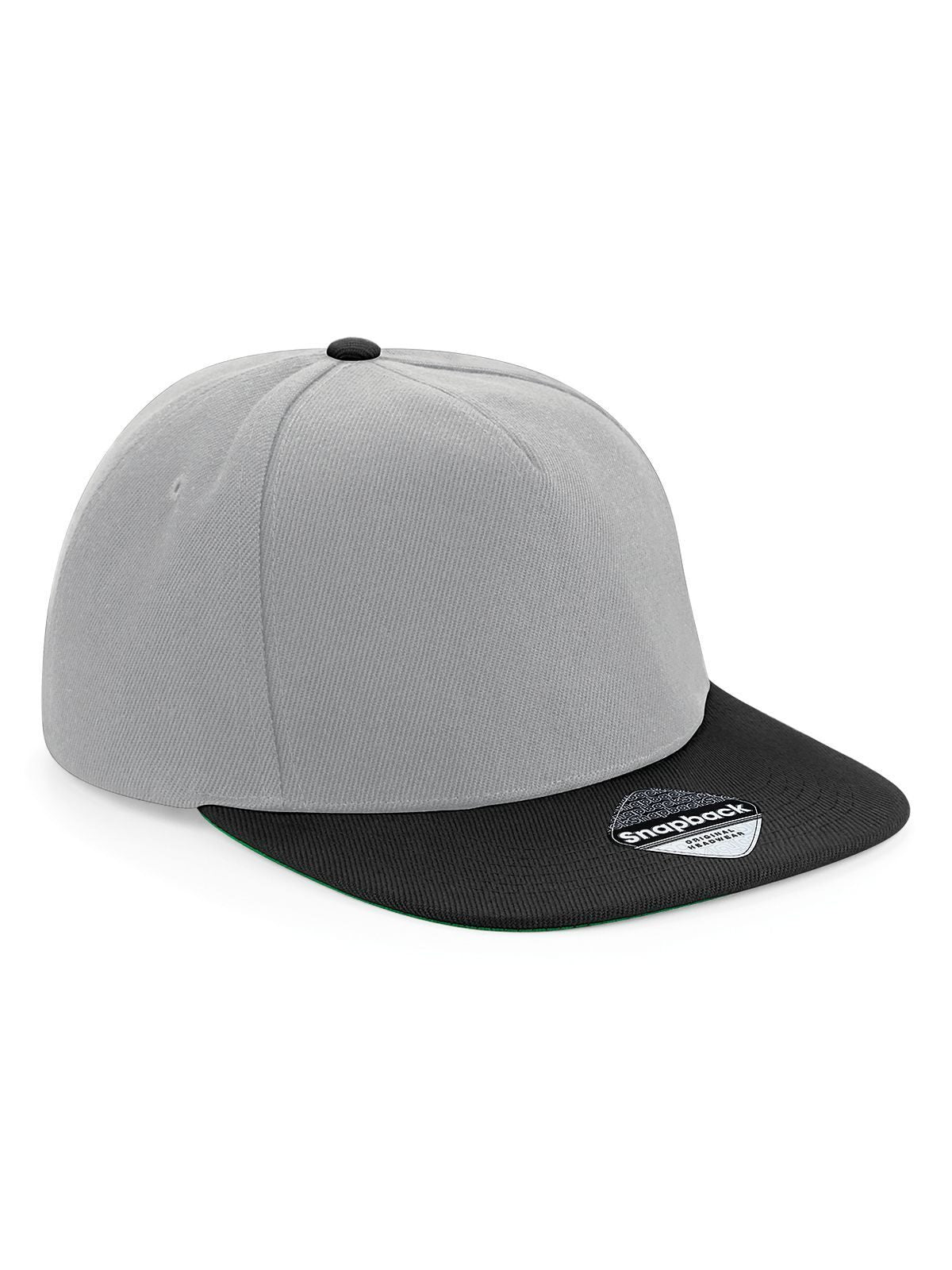 Baseball Caps Original Flat Peak Snapback Grau/Schwarz bestickbar und bedruckbar – LA1970