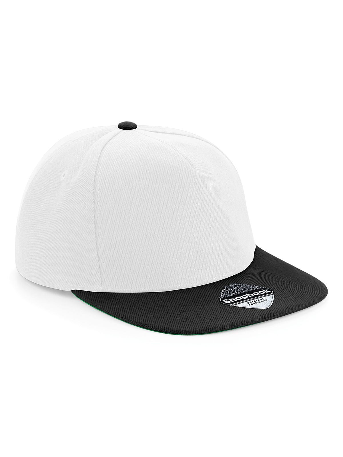 Baseball Caps Original Flat Peak Snapback Weiß/Schwarz bestickbar und bedruckbar – LA1970