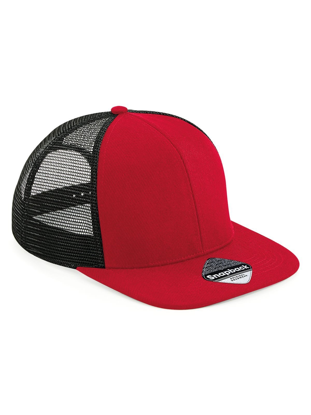 Trucker Caps Original Flat Peak 6 Pan. Trucker classic Rot/Schwarz bestickbar und bedruckbar – LA1970