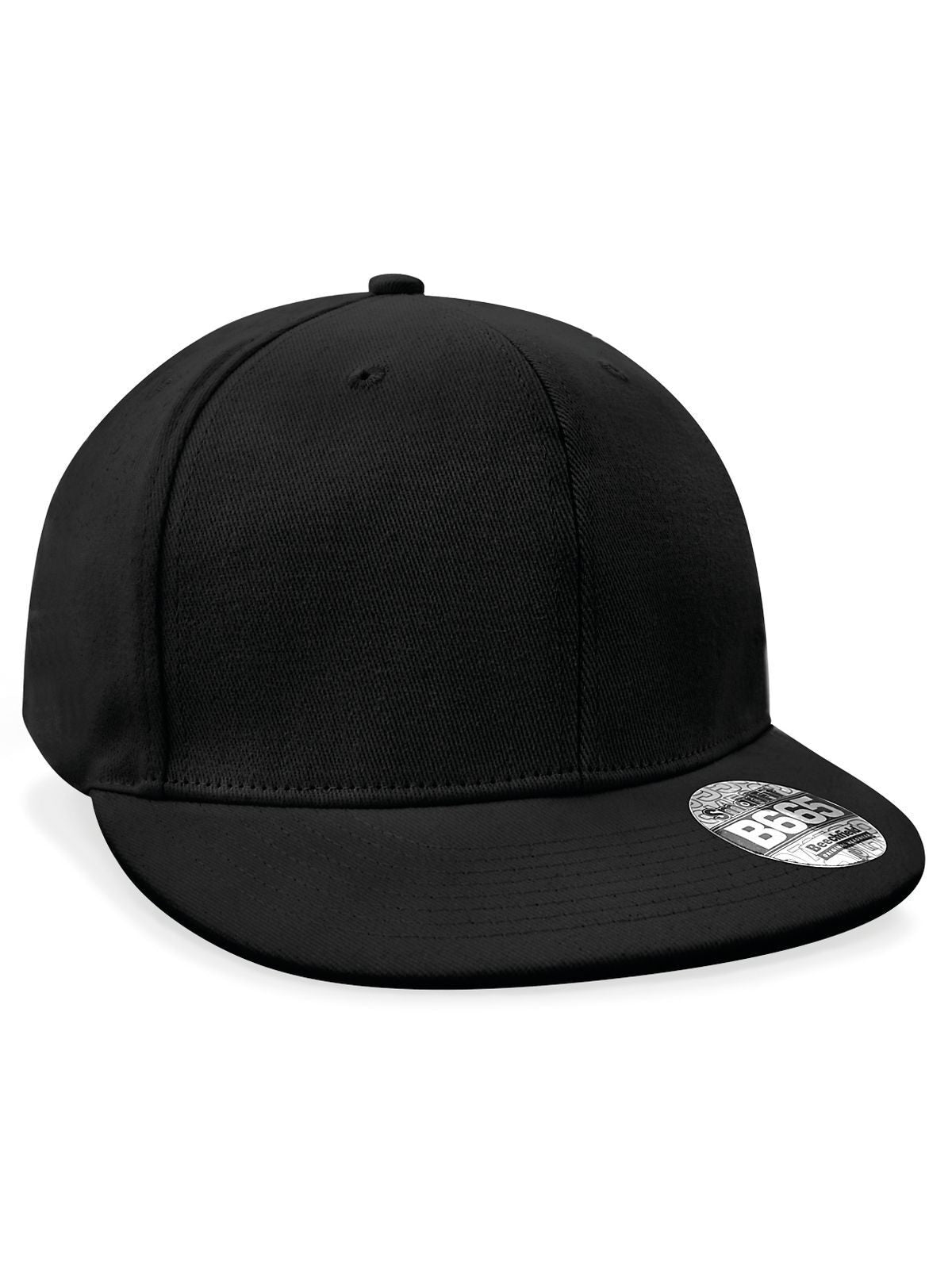 Baseball Caps Pro-Stretch Flat Peak Cap Schwarz bestickbar und bedruckbar – LA1970