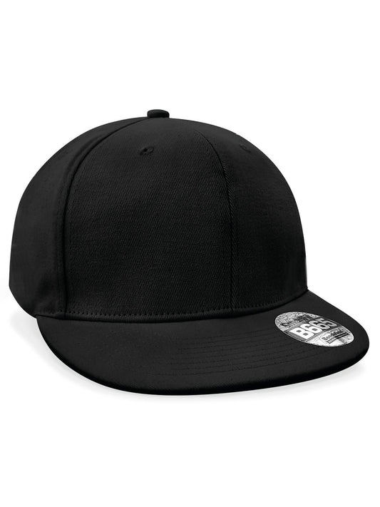 Baseball Caps Pro-Stretch Flat Peak Cap Schwarz bestickbar und bedruckbar – LA1970