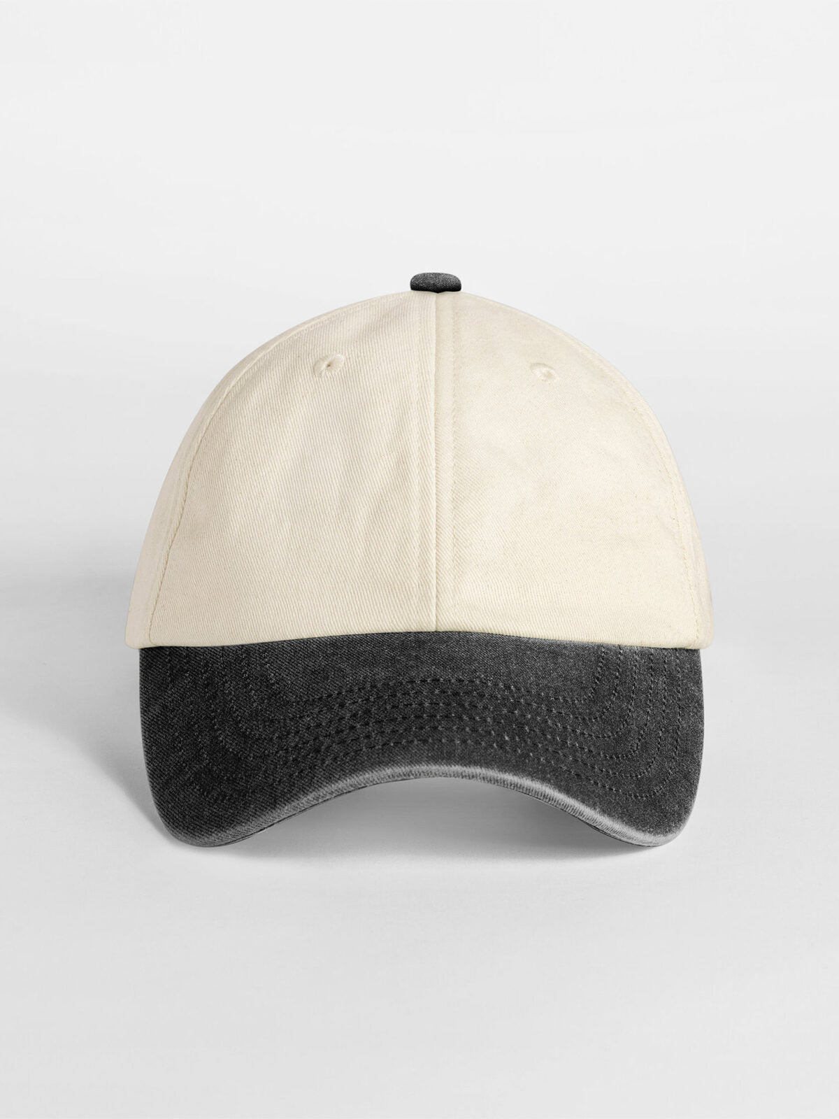 Baseball Caps Contrast Peak Low Profile Vintage Cap natural/vintage Schwarz bestickbar und bedruckbar – LA1970