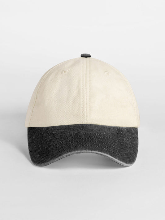 Baseball Caps Contrast Peak Low Profile Vintage Cap natural/vintage Schwarz bestickbar und bedruckbar – LA1970