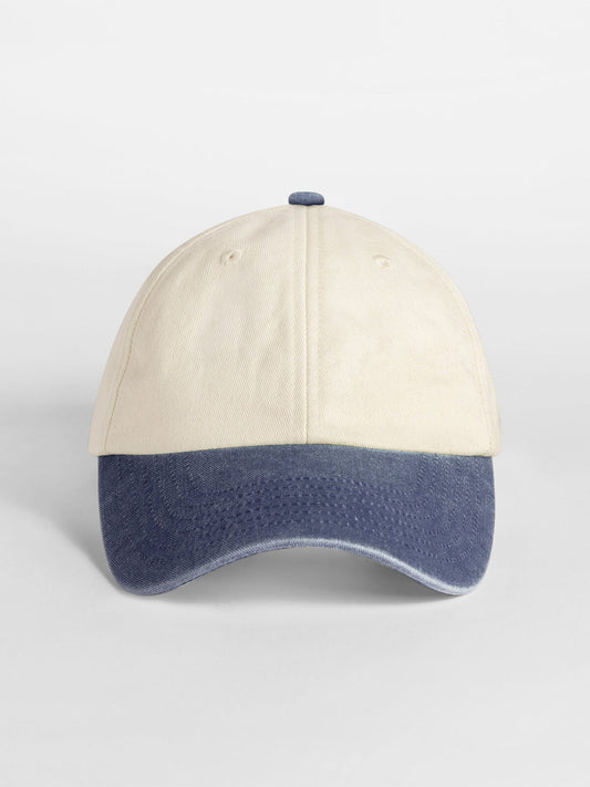 Baseball Caps Contrast Peak Low Profile Vintage Cap natural/vintage denim bestickbar und bedruckbar – LA1970