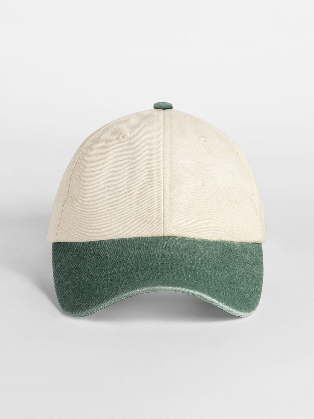 Baseball Caps Contrast Peak Low Profile Vintage Cap natural/vintage Flaschengrün bestickbar und bedruckbar – LA1970