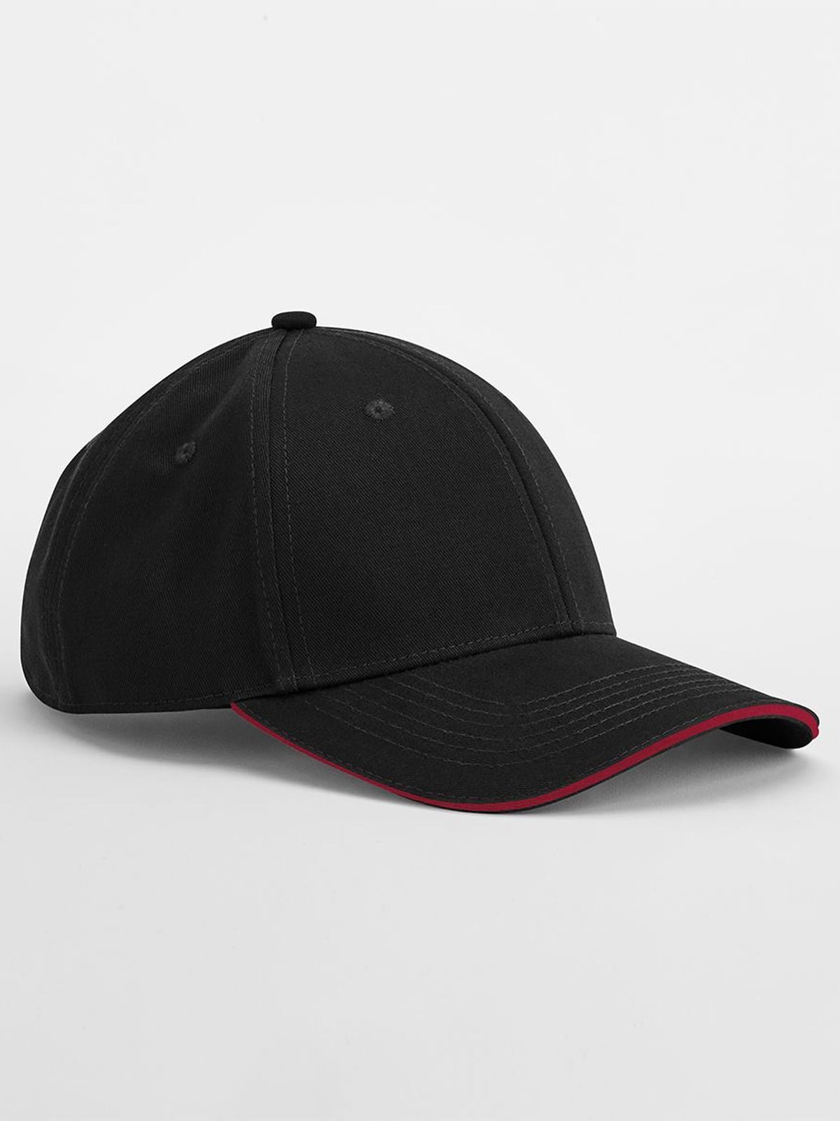 Baseball Caps EarthAware® Classic Organic Cotton 6 Panel Cap -  Sandwich Peak Schwarz/classic Rot bestickbar und bedruckbar – LA1970