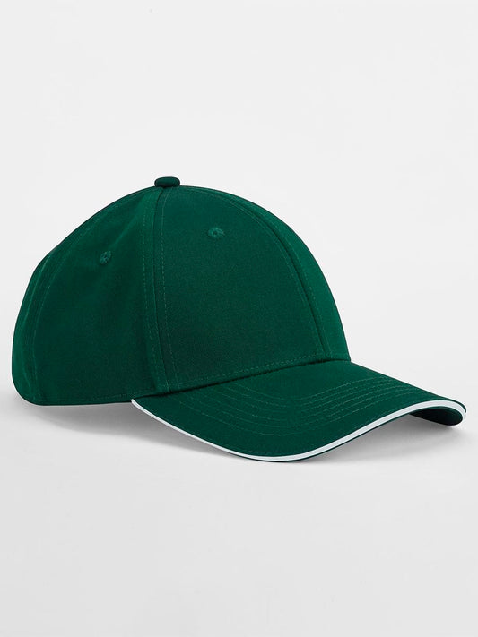 Baseball Caps EarthAware® Classic Organic Cotton 6 Panel Cap - Sandwich Peak Flaschengrün/Weiß bestickbar und bedruckbar – LA1970