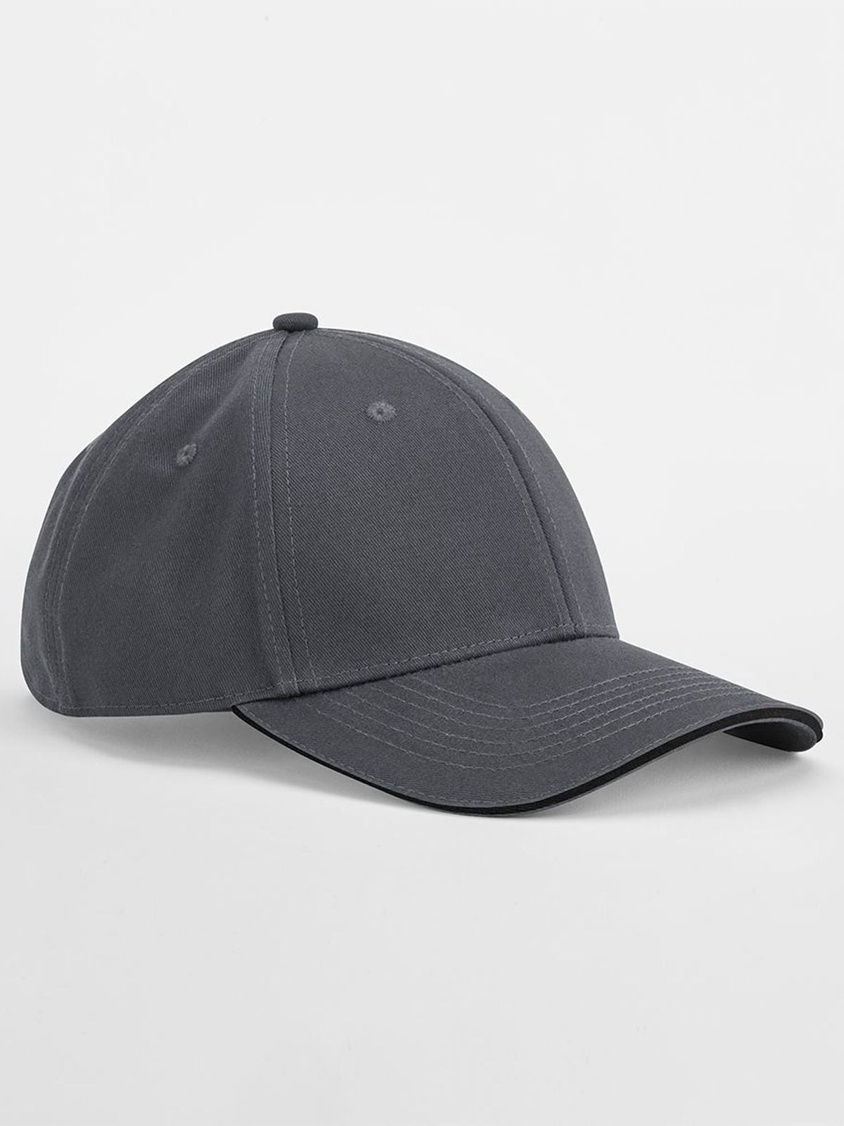 Baseball Caps EarthAware® Classic Organic Cotton 6 Panel Cap -  Sandwich Peak graphite Grau/Schwarz bestickbar und bedruckbar – LA1970