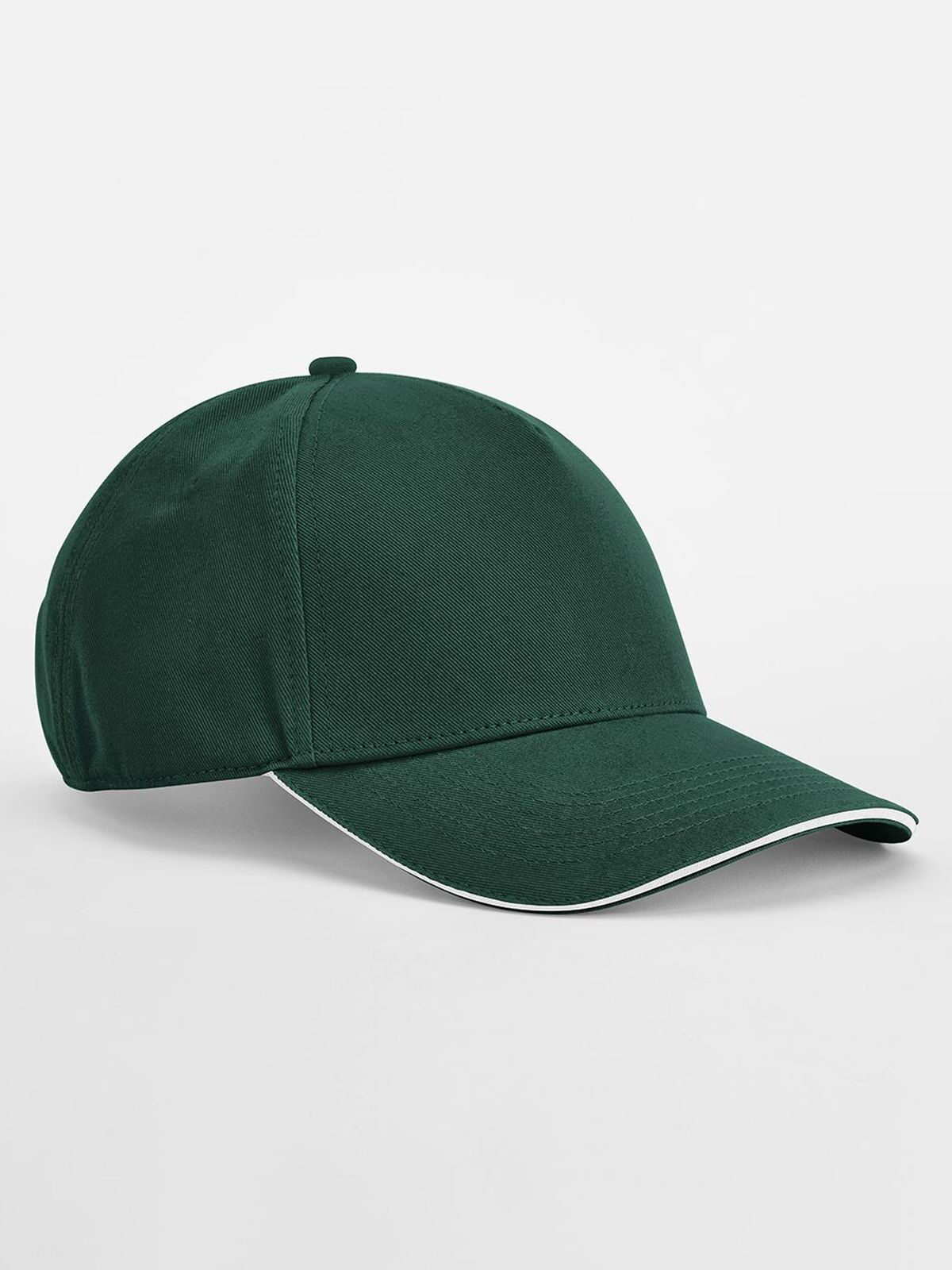 Baseball Caps EarthAware® Classic Organic Cotton 5 Panel Cap -  Sandwich Peak Flaschengrün/Weiß bestickbar und bedruckbar – LA1970