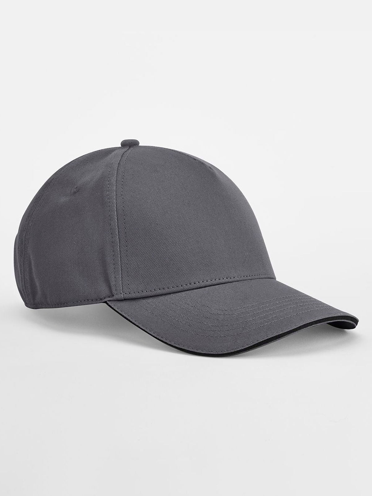 Baseball Caps EarthAware® Classic Organic Cotton 5 Panel Cap -  Sandwich Peak graphite Grau/Schwarz bestickbar und bedruckbar – LA1970