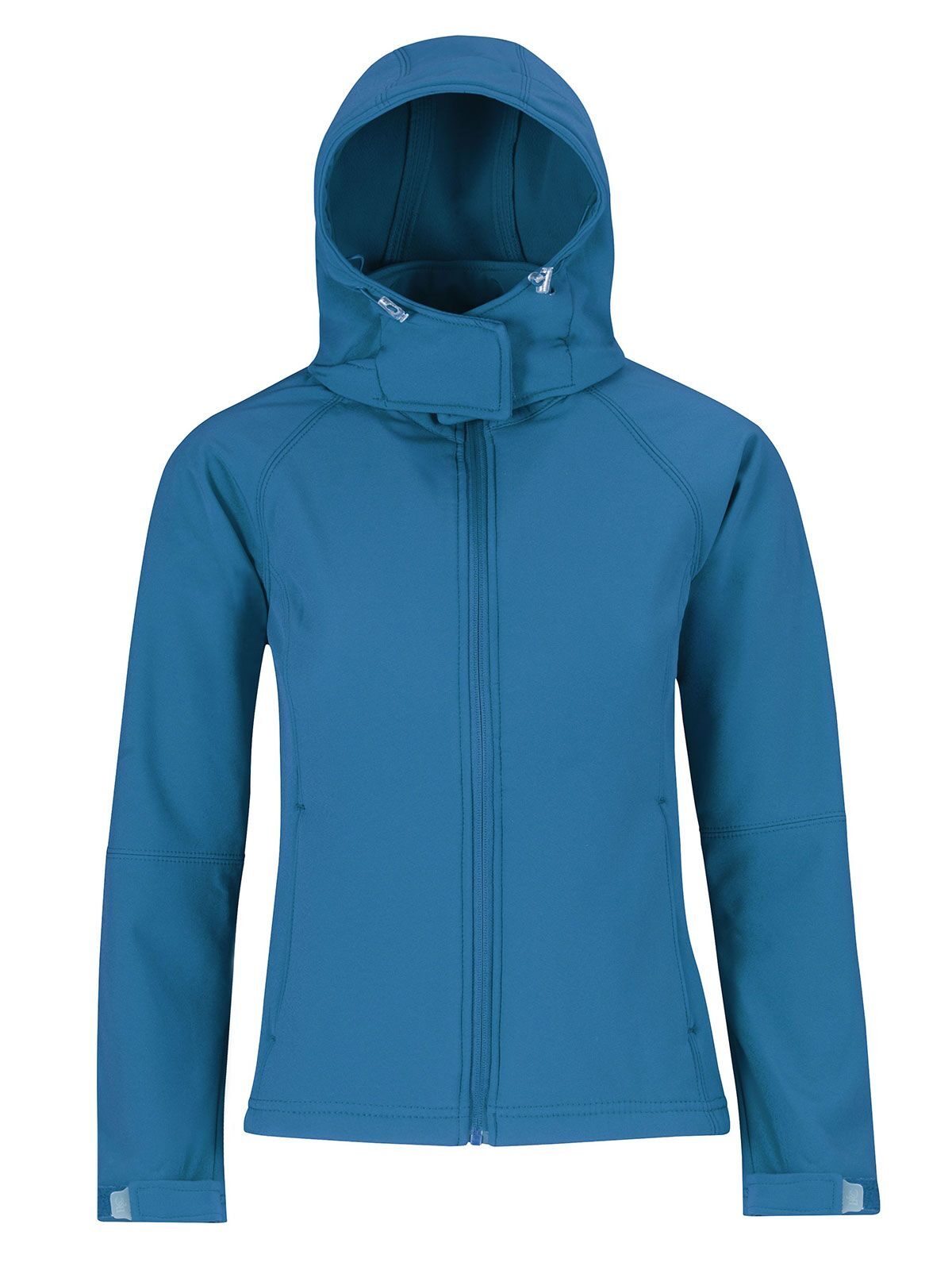 Hooded Softshell Damen – B&C – Farbe azure – individuell veredelbar