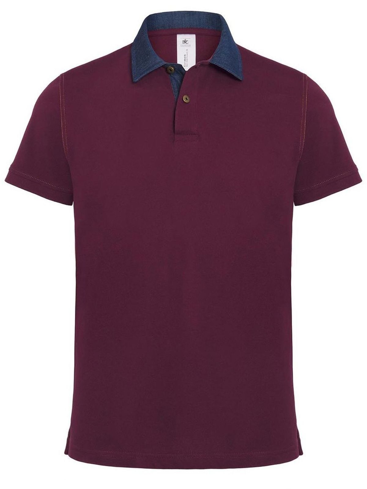 Dnm Forward Herren Poloshirt – B&C – Farbe denim/burgundy – individuell veredelbar