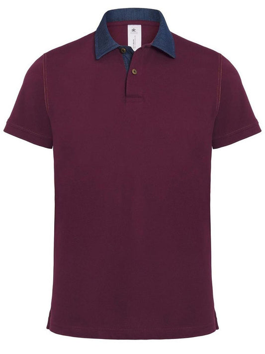 Dnm Forward Herren Poloshirt – B&C – Farbe denim/burgundy – individuell veredelbar