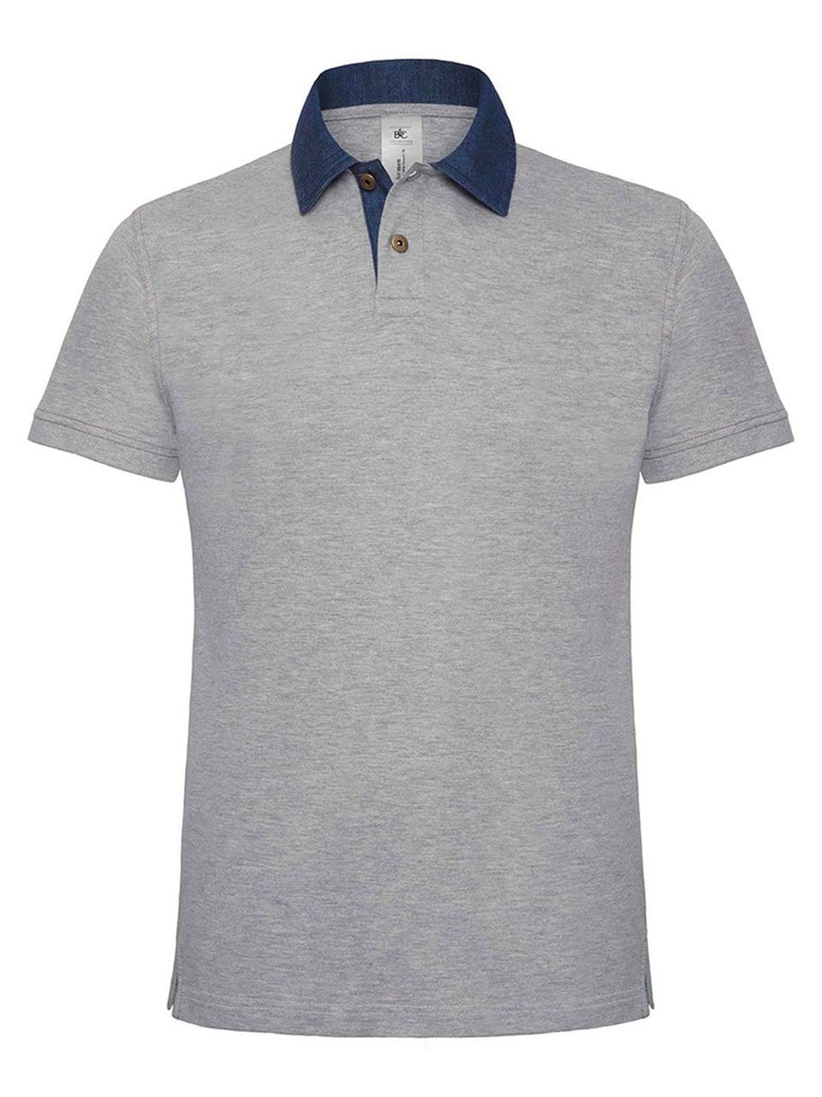 Dnm Forward Herren Poloshirt – B&C – Farbe denim/heather grey – individuell veredelbar