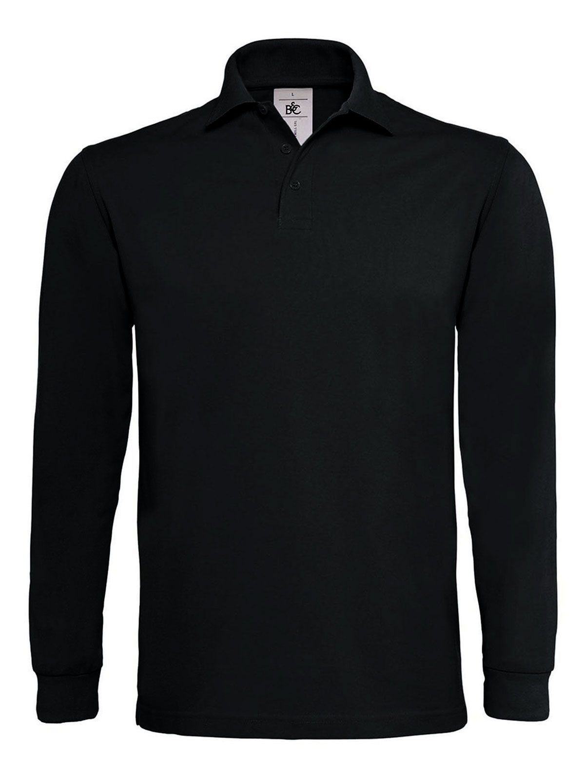 Heavymill LSL Poloshirt – B&C – Farbe Schwarz – individuell veredelbar