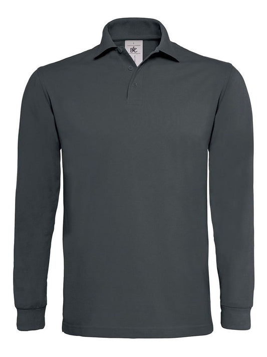 Heavymill LSL Poloshirt – B&C – Farbe Dunkelgrau – individuell veredelbar