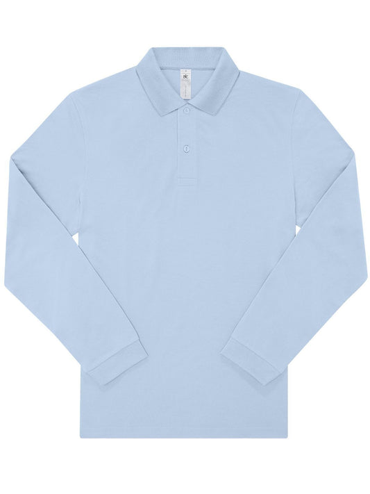 My polo 180 LSL Herren Poloshirt – B&C – Farbe blush blue – individuell veredelbar