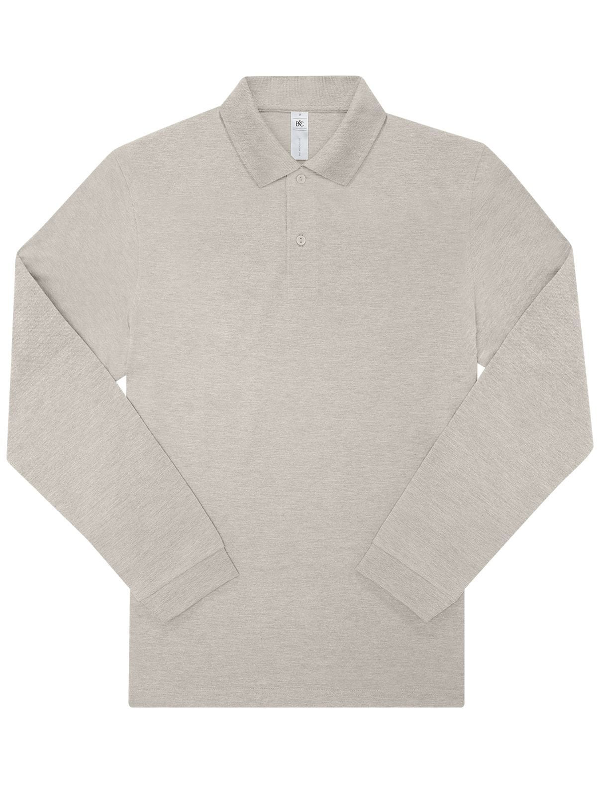 My polo 210 LSL Poloshirt – B&C – Farbe heather grey fog – individuell veredelbar