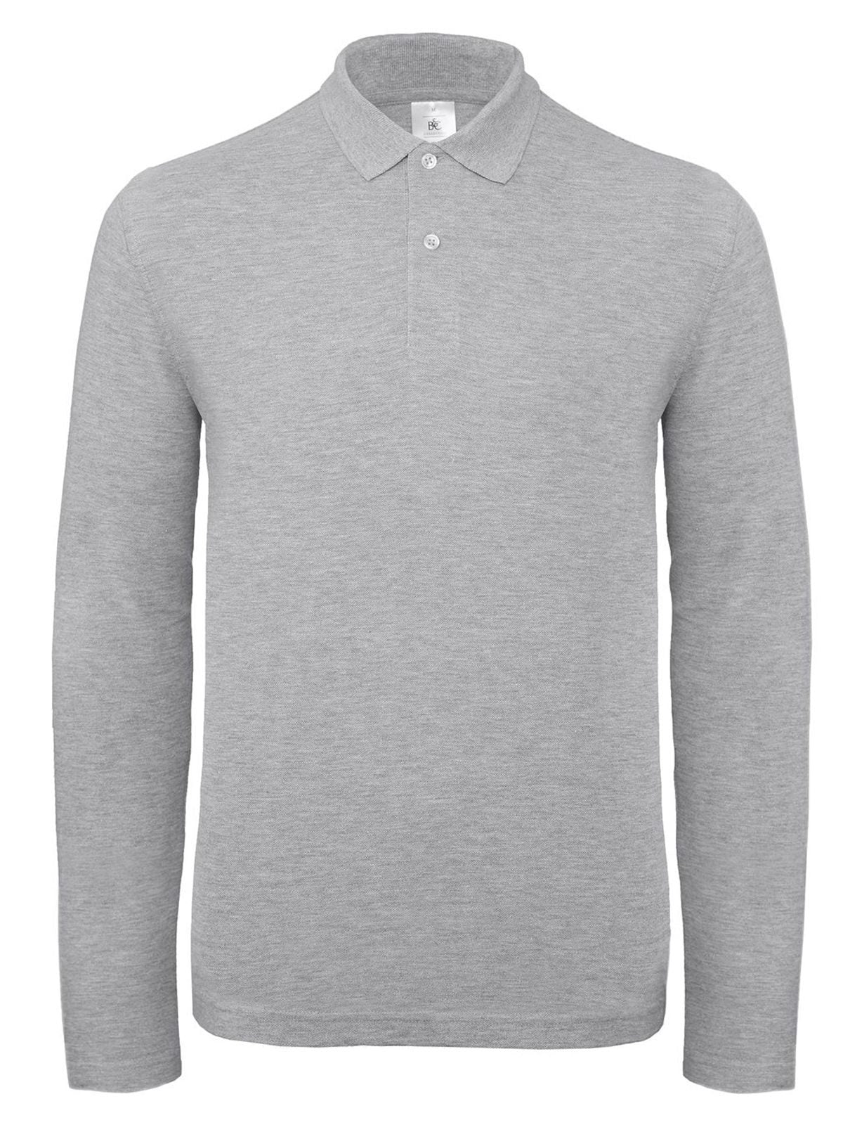 ID.001 LSL Herren Poloshirt – B&C – Farbe heather grey – individuell veredelbar