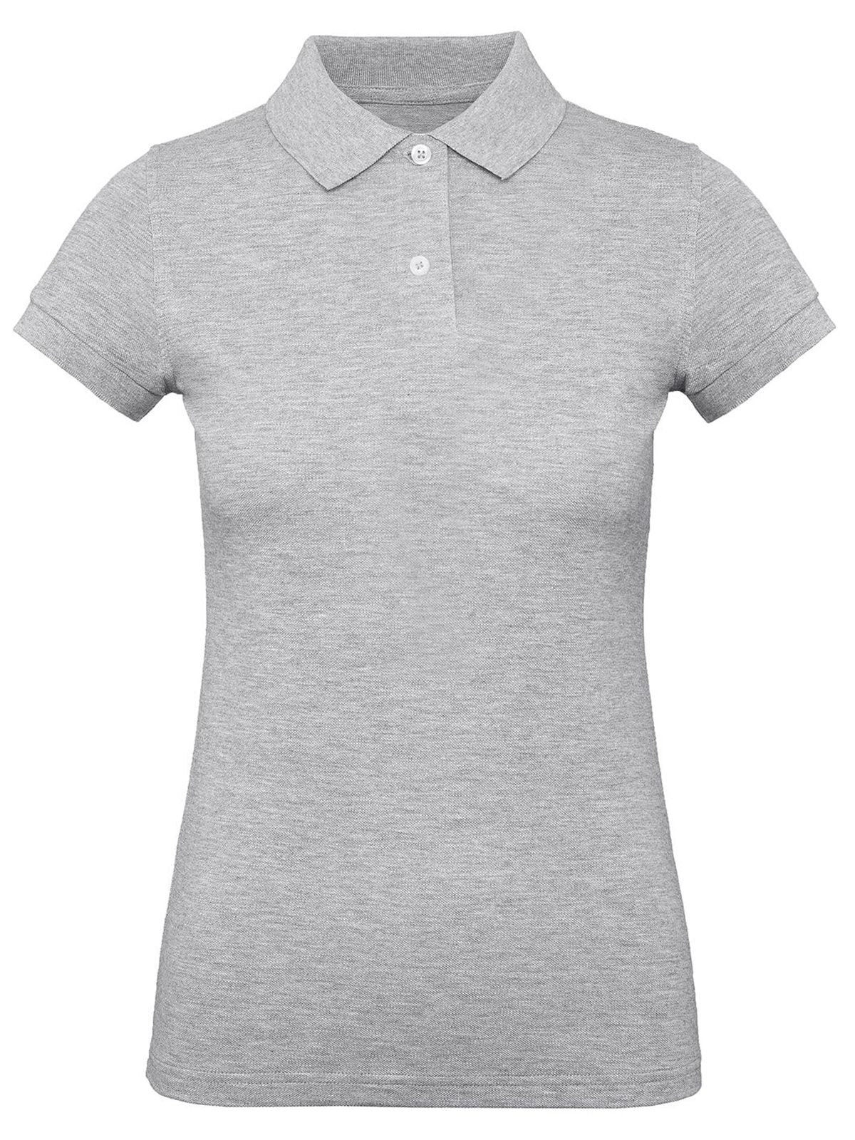 Inspire Polo Damen Poloshirt – B&C – Farbe heather grey – individuell veredelbar