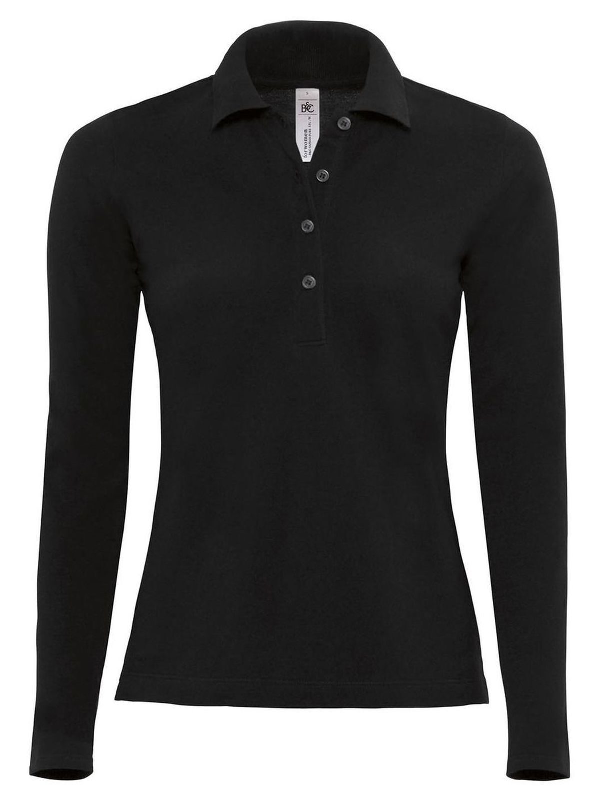Safran Pure LSL Damen Poloshirt – B&C – Farbe Schwarz – individuell veredelbar