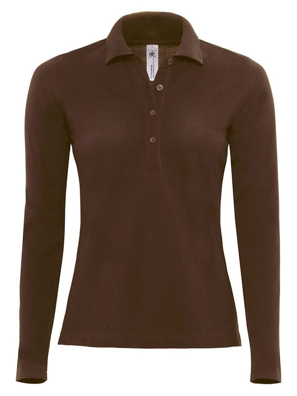 Safran Pure LSL Damen Poloshirt – B&C – Farbe Braun – individuell veredelbar