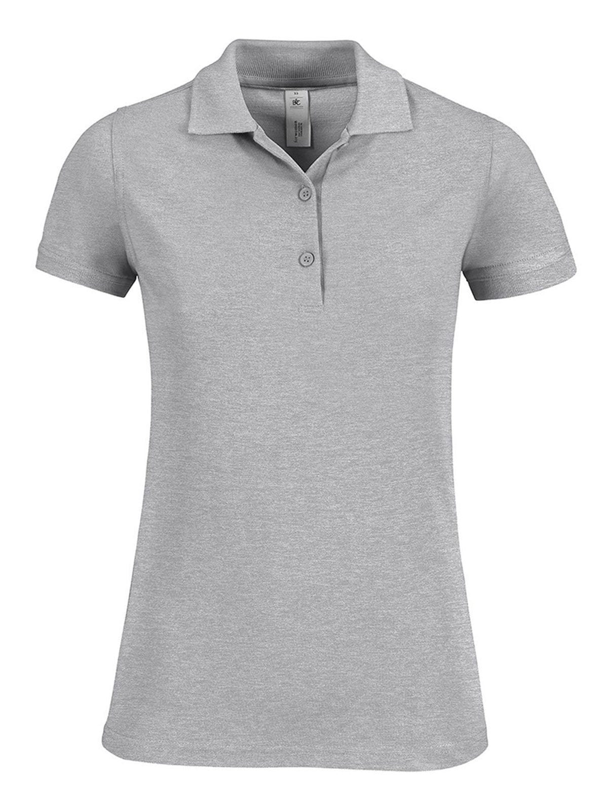 Safran Timeless Women Damen Poloshirt – B&C – Farbe heather grey – individuell veredelbar