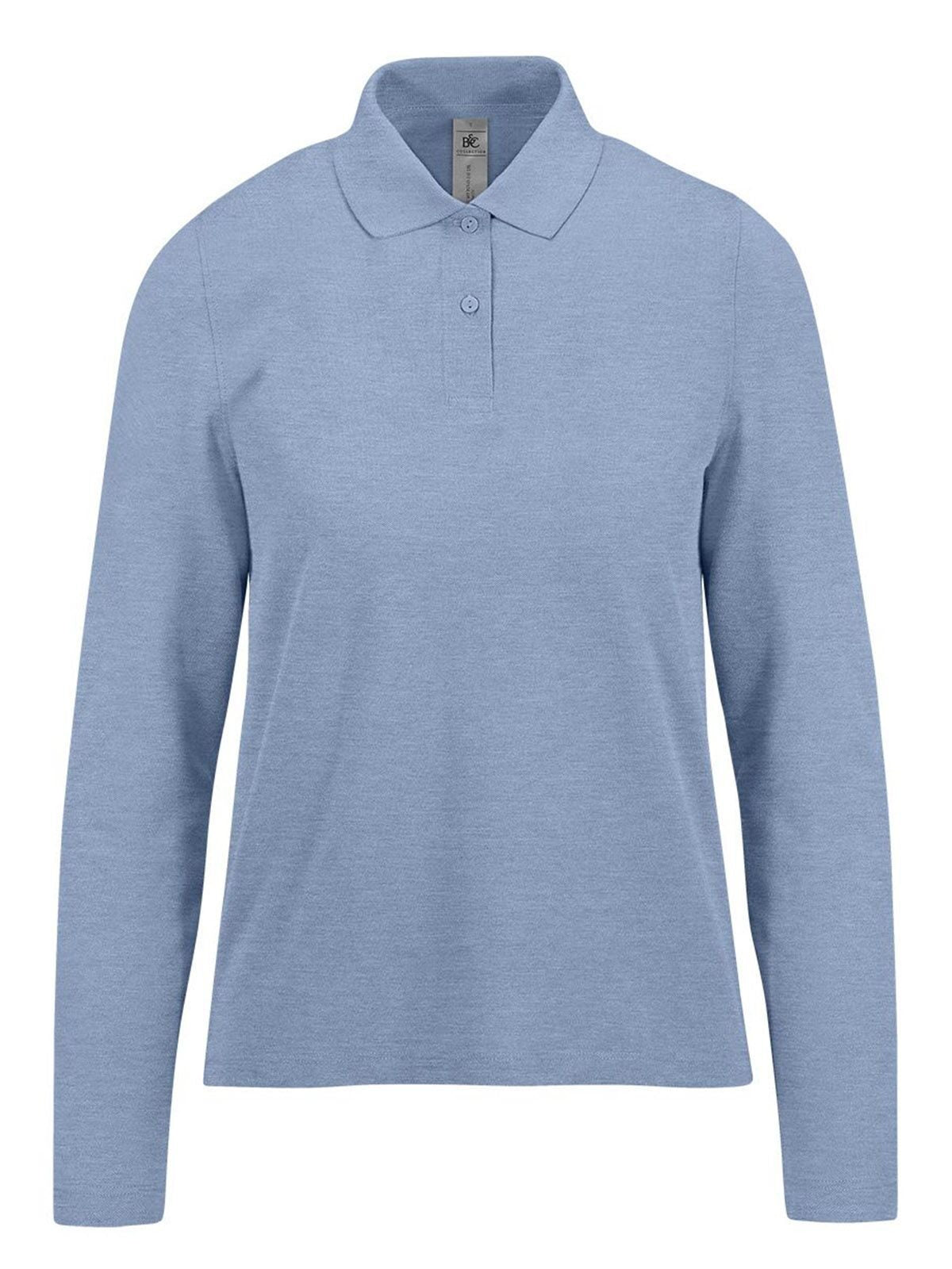 My polo 210 LSL Damen Poloshirt – B&C – Farbe heather blue – individuell veredelbar