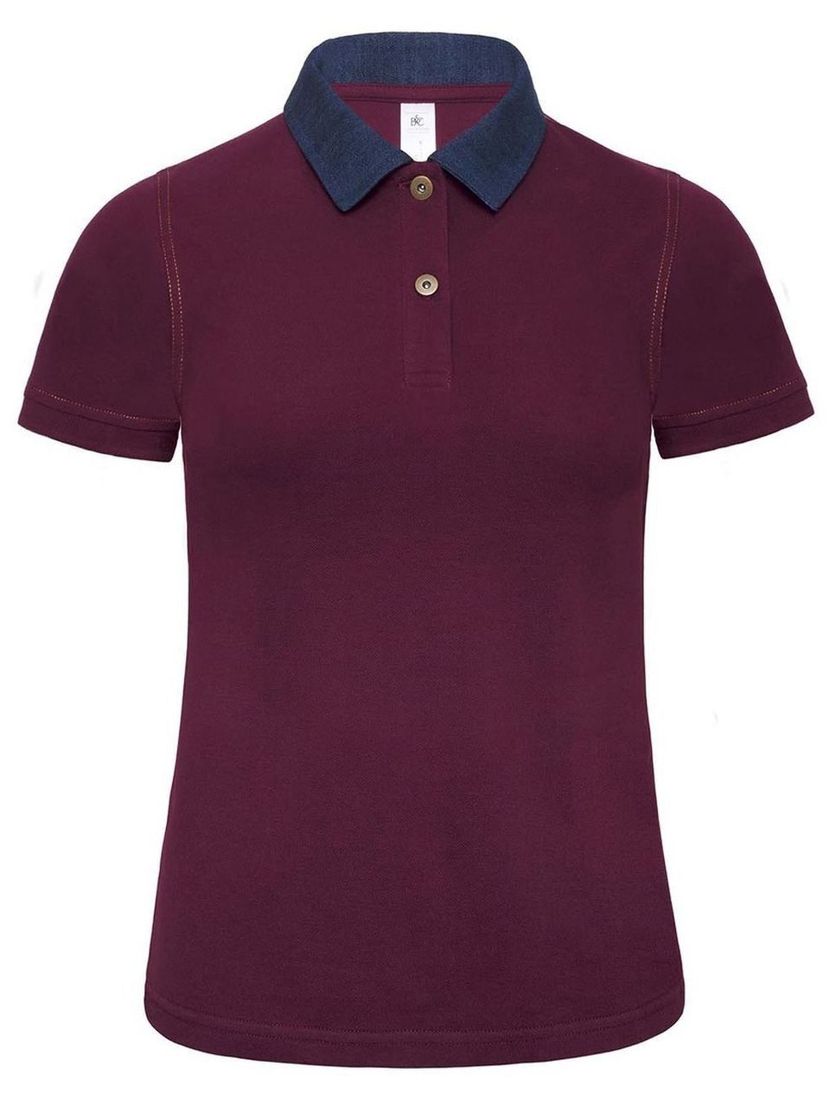 Dnm Forward Damen Poloshirt – B&C – Farbe denim/burgundy – individuell veredelbar