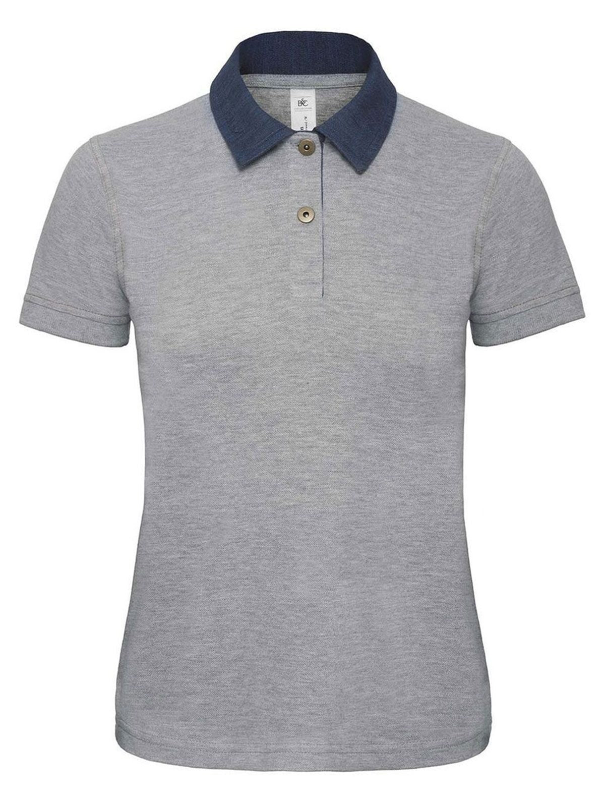 Dnm Forward Damen Poloshirt – B&C – Farbe denim/heather grey – individuell veredelbar