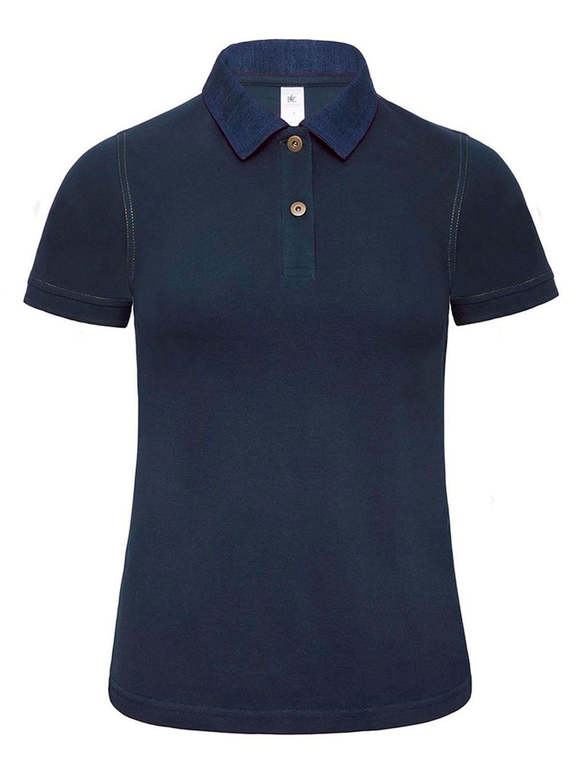 Dnm Forward Damen Poloshirt – B&C – Farbe denim/navy – individuell veredelbar