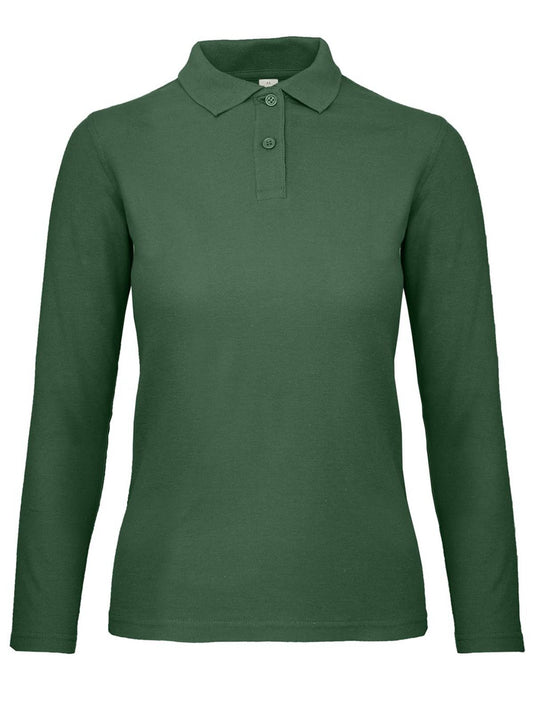ID.001 LSL Damen Poloshirt – B&C – Farbe bottle green – individuell veredelbar