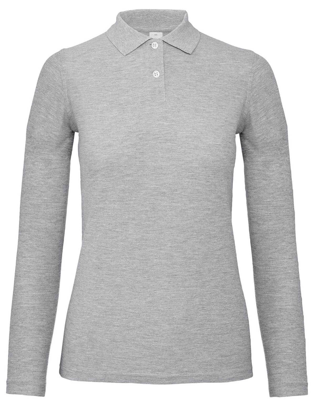 ID.001 LSL Damen Poloshirt – B&C – Farbe heather grey – individuell veredelbar