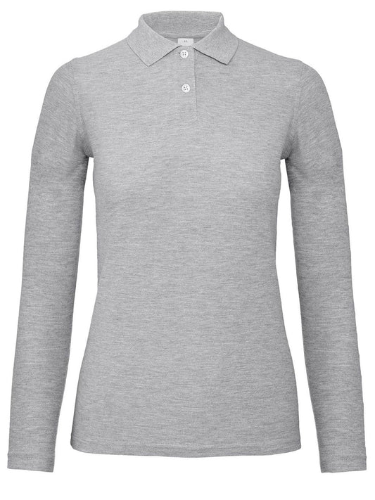 ID.001 LSL Damen Poloshirt – B&C – Farbe heather grey – individuell veredelbar
