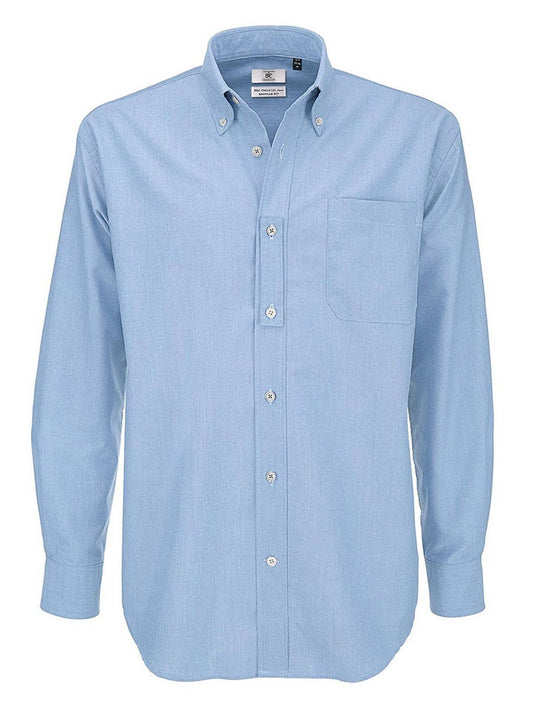 Oxford LSL Herren Hemd / Bluse – B&C – Farbe oxford blue – individuell veredelbar