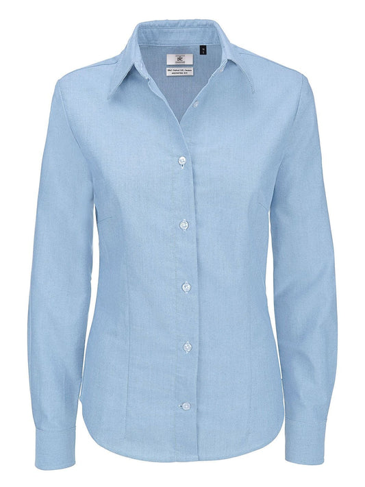 Oxford LSL Damen Hemd / Bluse – B&C – Farbe oxford blue – individuell veredelbar