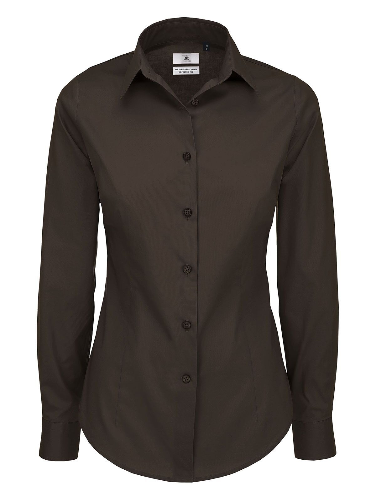Black Tie LSL Damen Hemd / Bluse – B&C – Farbe coffee bean – individuell veredelbar