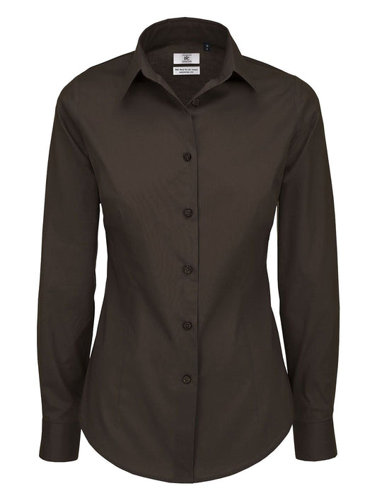 Black Tie LSL Damen Hemd / Bluse – B&C – Farbe coffee bean – individuell veredelbar