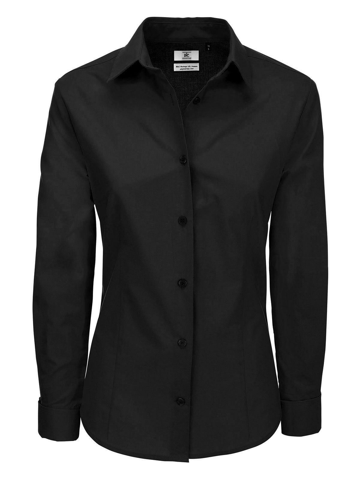 Heritage LSL Damen Hemd / Bluse – B&C – Farbe Schwarz – individuell veredelbar