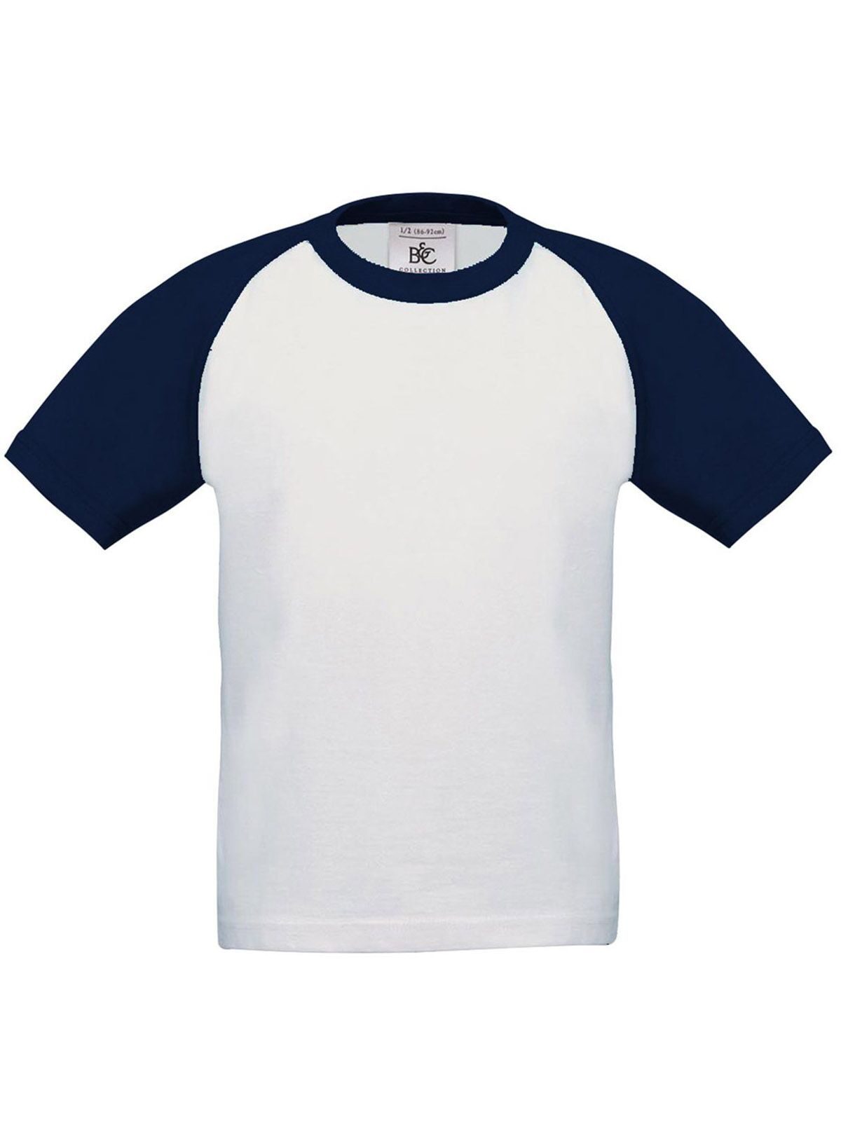 Base-Ball Kinder T-Shirt – B&C – Farbe white/navy – individuell veredelbar