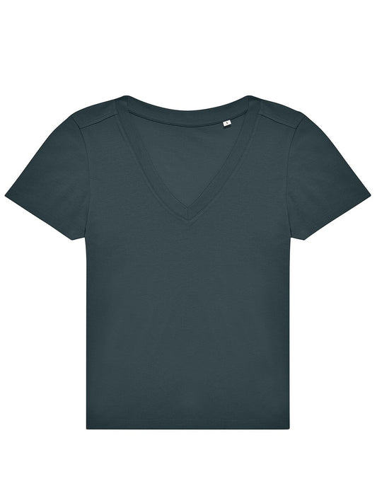 V Damen T-Shirt – B&C – Farbe Amalfi Petrol – individuell veredelbar