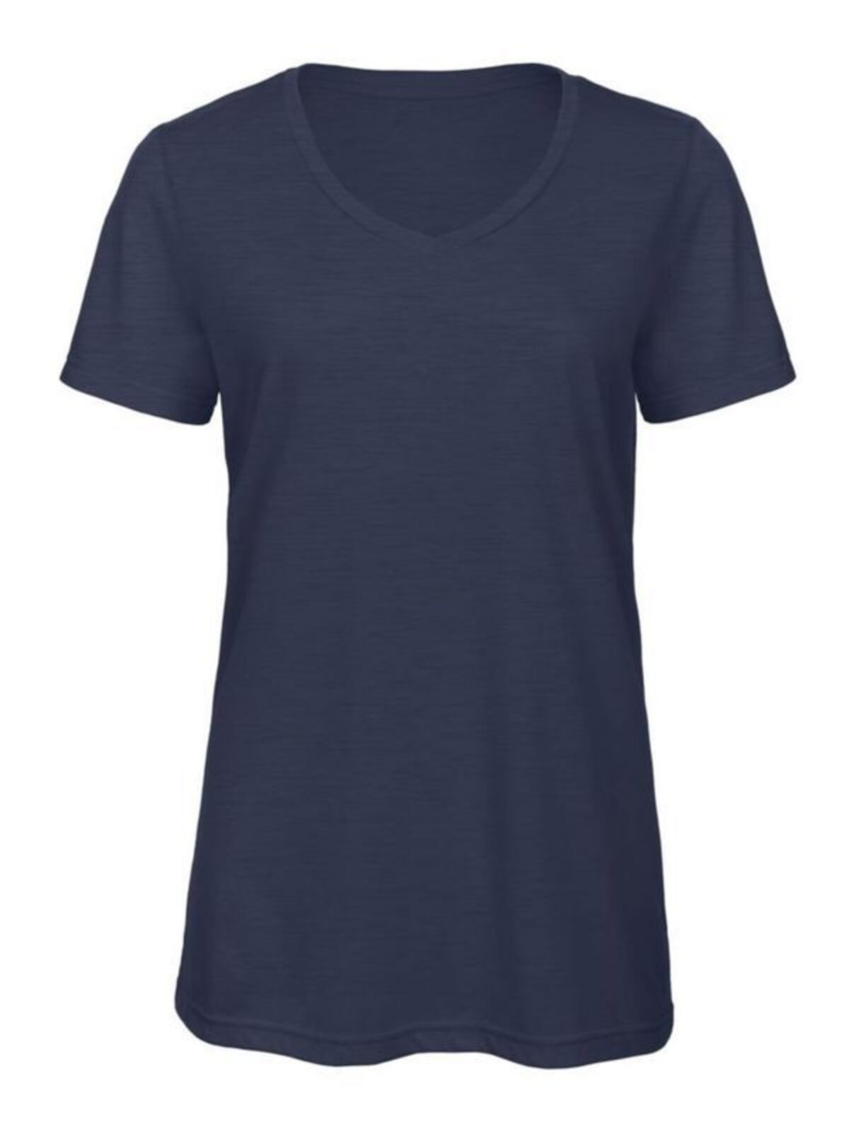 V Triblend Damen T-Shirt – B&C – Farbe heather navy – individuell veredelbar